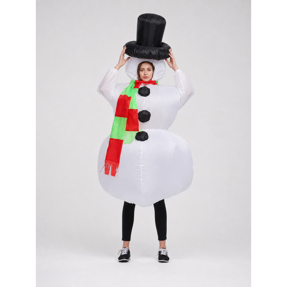 Snowman Costume with Hat and Scarf on-model view