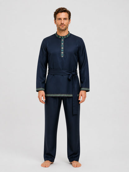 Embroidered Ethnic Shirt-Tunic with Belt on-model view