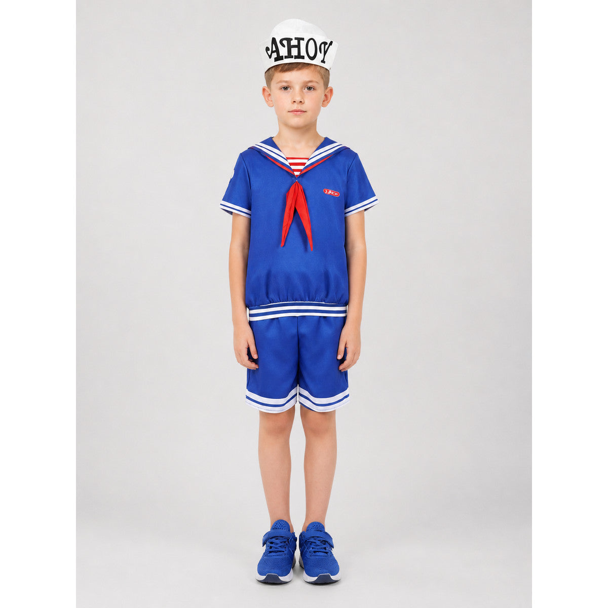 Children's striped sailor costume with cap on-model view