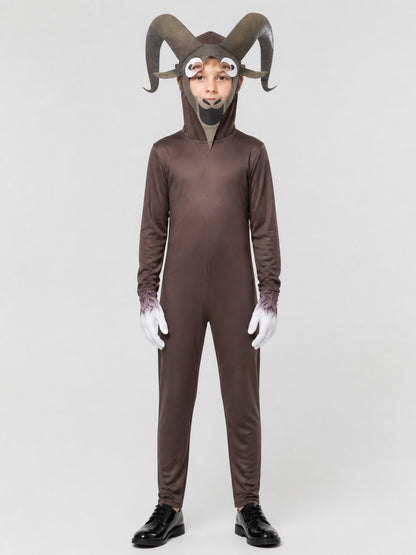 Carnival Jumpsuit "Goat Monster" with Hood on-model view