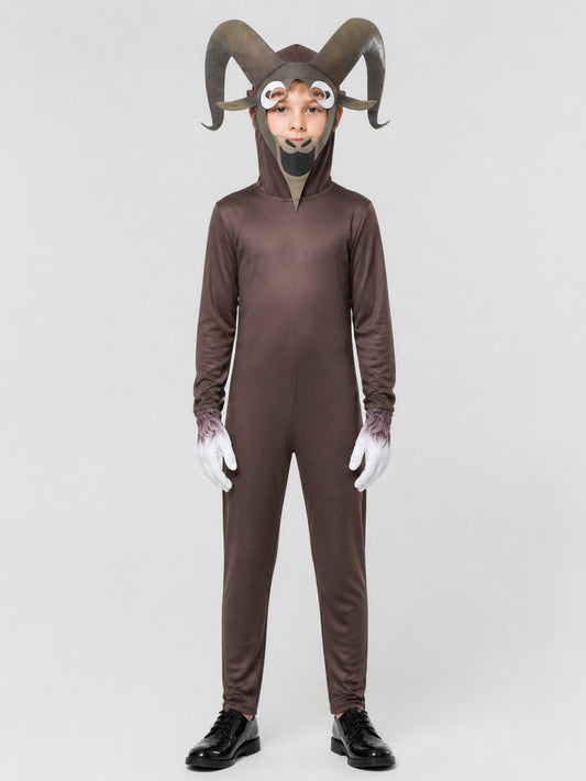 Carnival Jumpsuit "Goat Monster" with Hood on-model view
