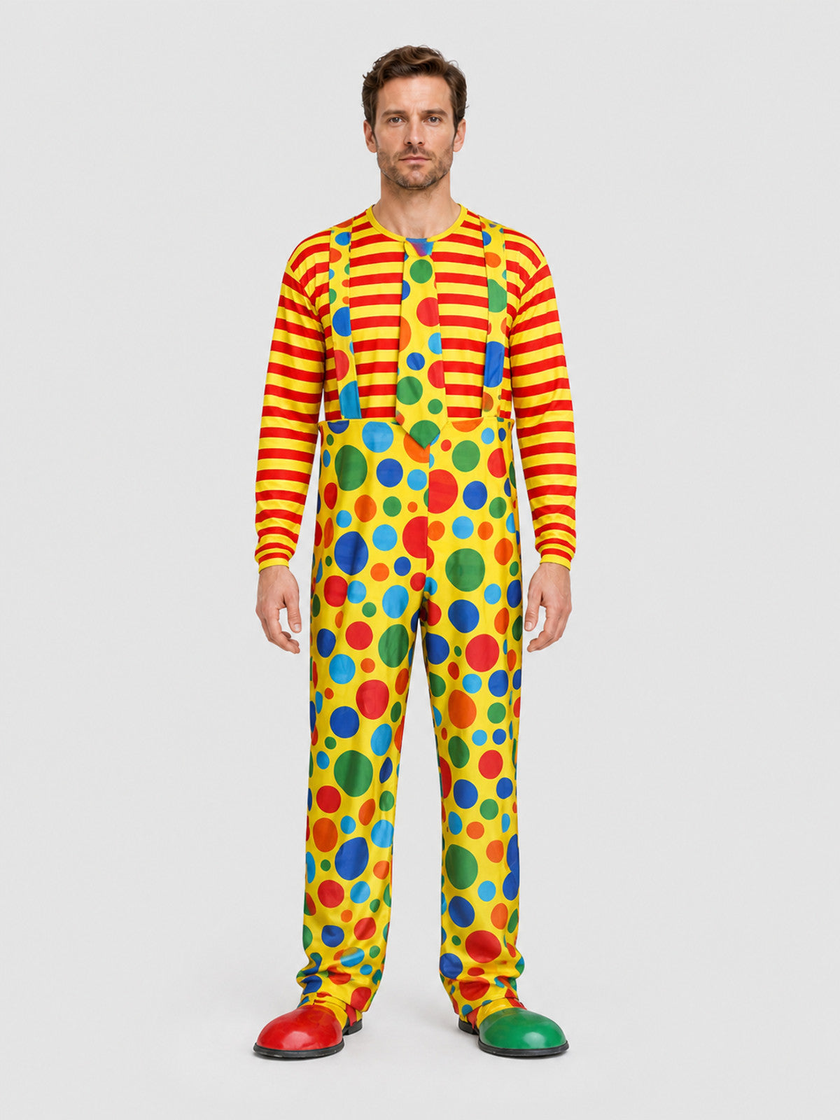 Clown Costume: Striped Top and Pants on-model view