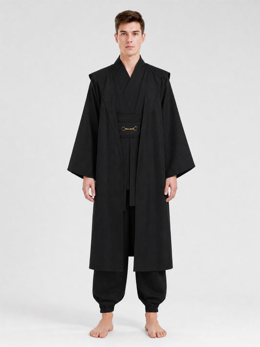 Obi-Wan Kenobi Cosplay Costume, Black Robe on-model view