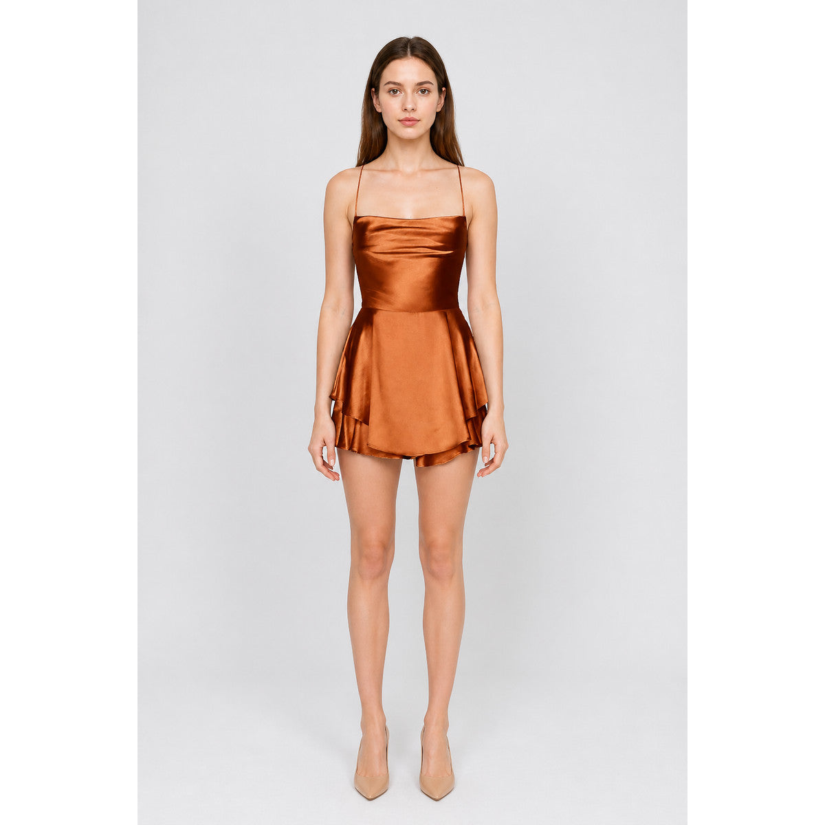 Spaghetti-Strap Dress with Tiered Skirt main product view