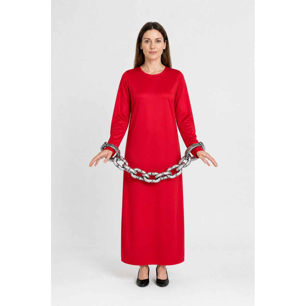 Red Long Zombie Costume with Chain for Halloween main product view