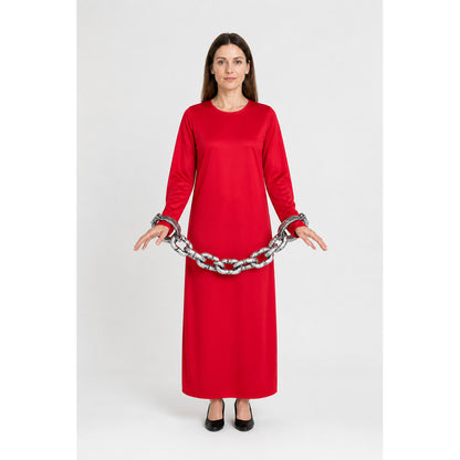 Red Long Zombie Costume with Chain for Halloween main product view