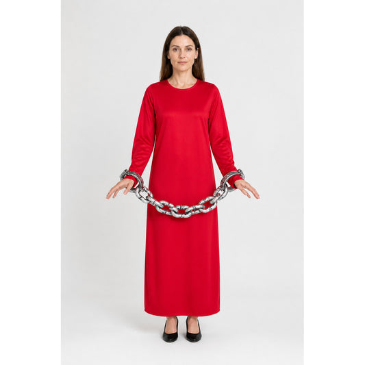 Red Long Zombie Costume with Chain for Halloween main product view