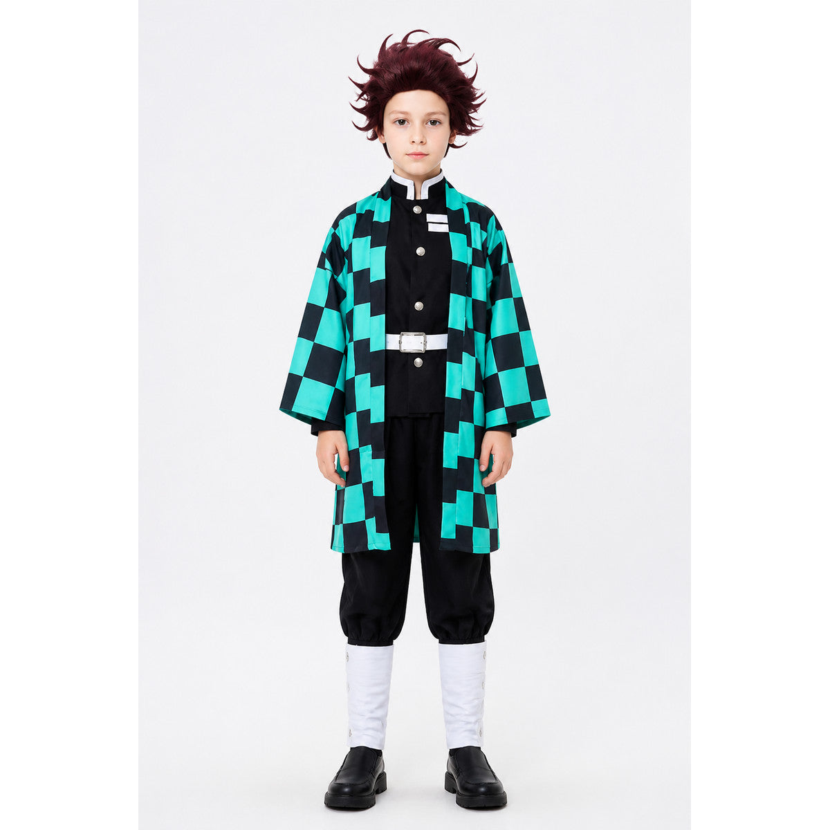 Tanjiro Cosplay Costume, Anime Plaid Cloak for Halloween main product view