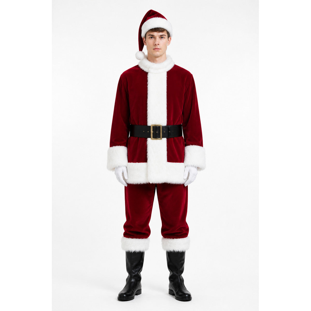 Red Ded Moroz Costume with Fur-Trimmed Details