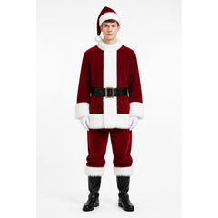 Red Ded Moroz Costume with Fur-Trimmed Details