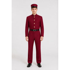 Burgundy Cosplay Costume with Hat and Belt