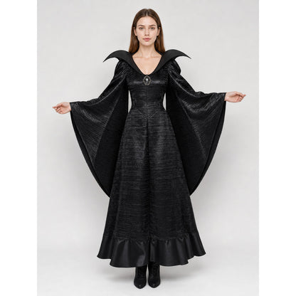 Halloween Costume with Horns and Long Dress on-model view