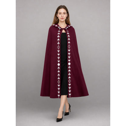 Burgundy Carnival Cloak with Hood and Moon