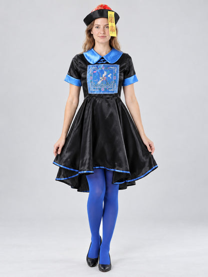 Halloween Carnival Costume with Black Dress and Hat