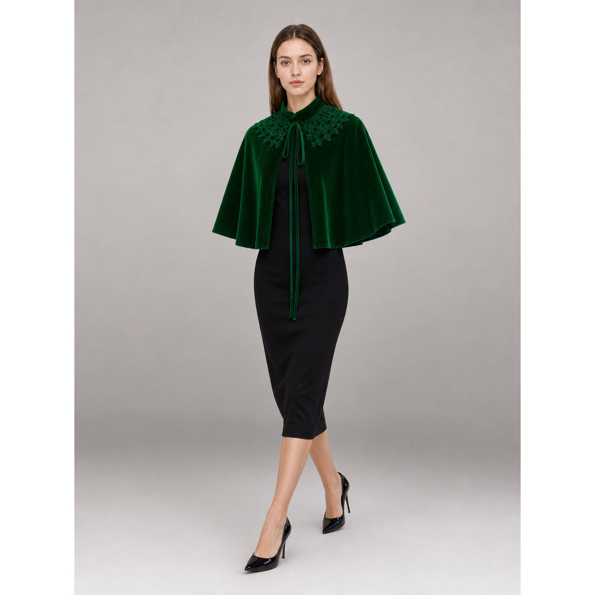 Green Costume Cloak with Collar