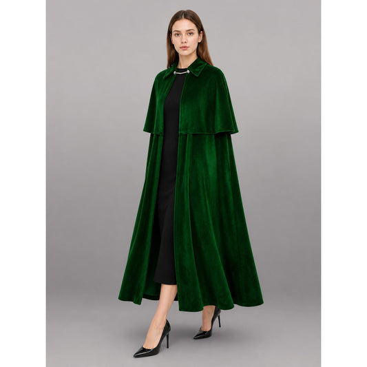 Green Carnival Cloak with a Silver-Tone Clasp
