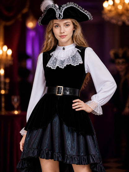Retro-Style Pirate Costume Set for Halloween on-model view