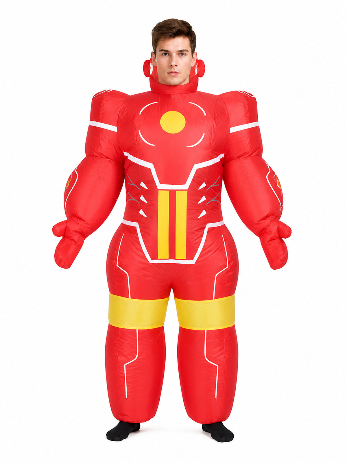 Red Inflatable Robot Costume with Yellow Details
