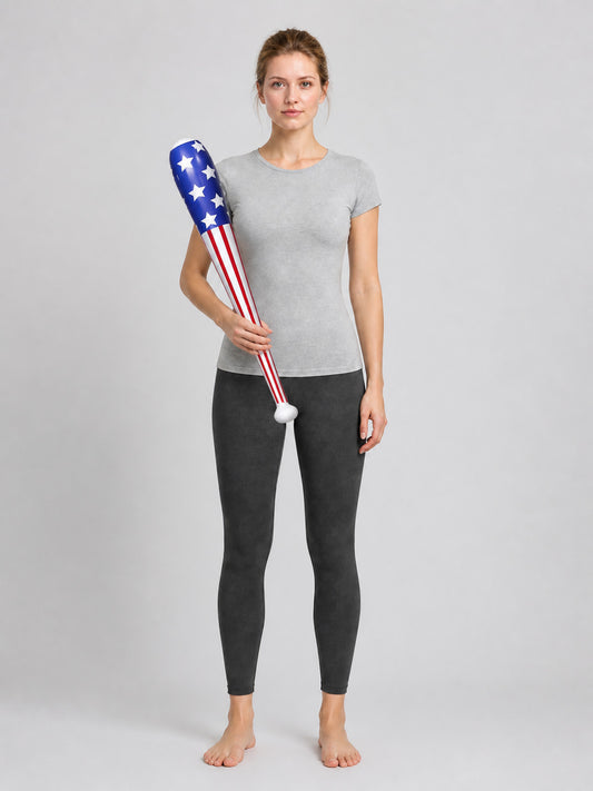 Inflatable Baseball Bat in U.S. Flag Style on-model view