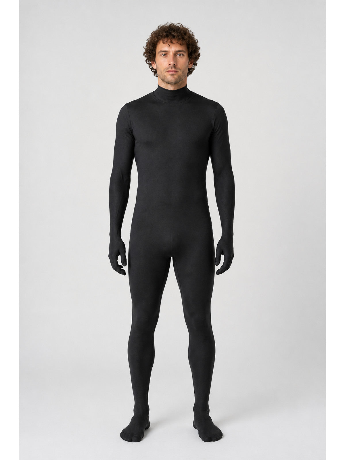 Hooded zentai jumpsuit with an open face main product view