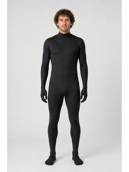 Hooded zentai jumpsuit with an open face main product view