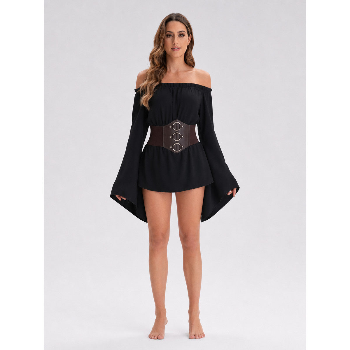 Pirate Blouse with Belt and Off-the-Shoulder Design