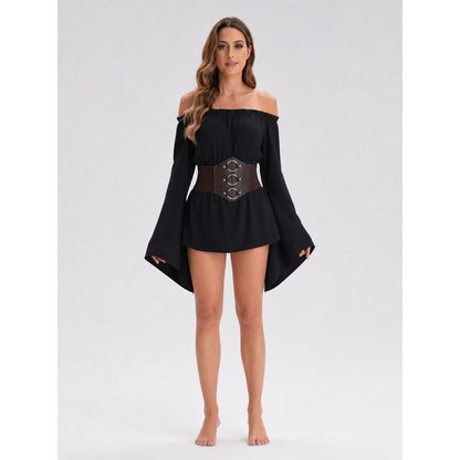 Pirate Blouse with Belt and Off-the-Shoulder Design