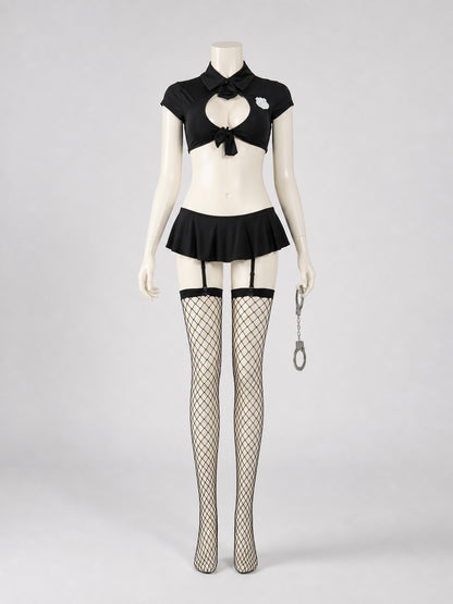 Police Costume with a Short Top and Skirt for Cosplay front view