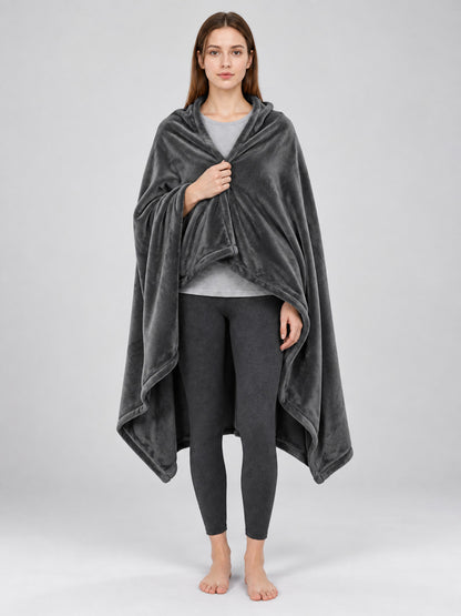 Electric Blanket Throw, Gray, Eight Heating Zones on-model view
