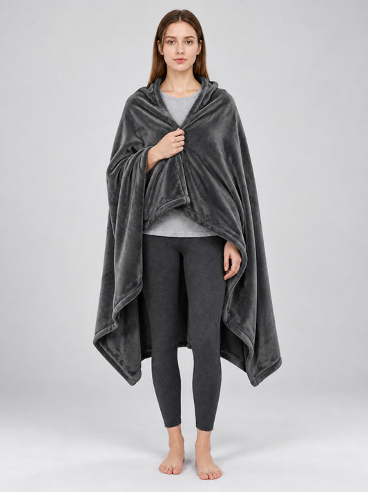Electric Blanket Throw, Gray, Eight Heating Zones on-model view