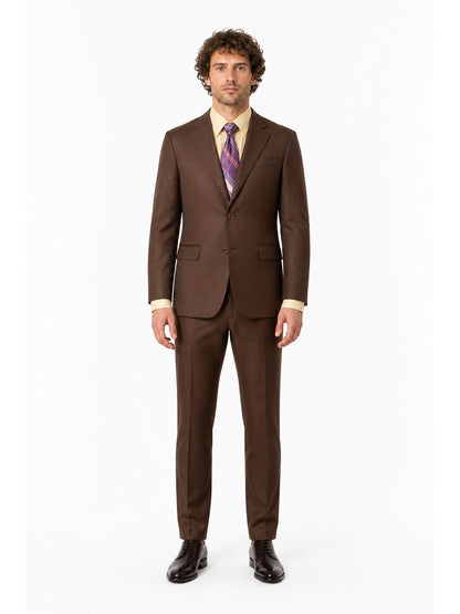 Dark Brown Two-Piece Suit with Shirt and Tie main product view