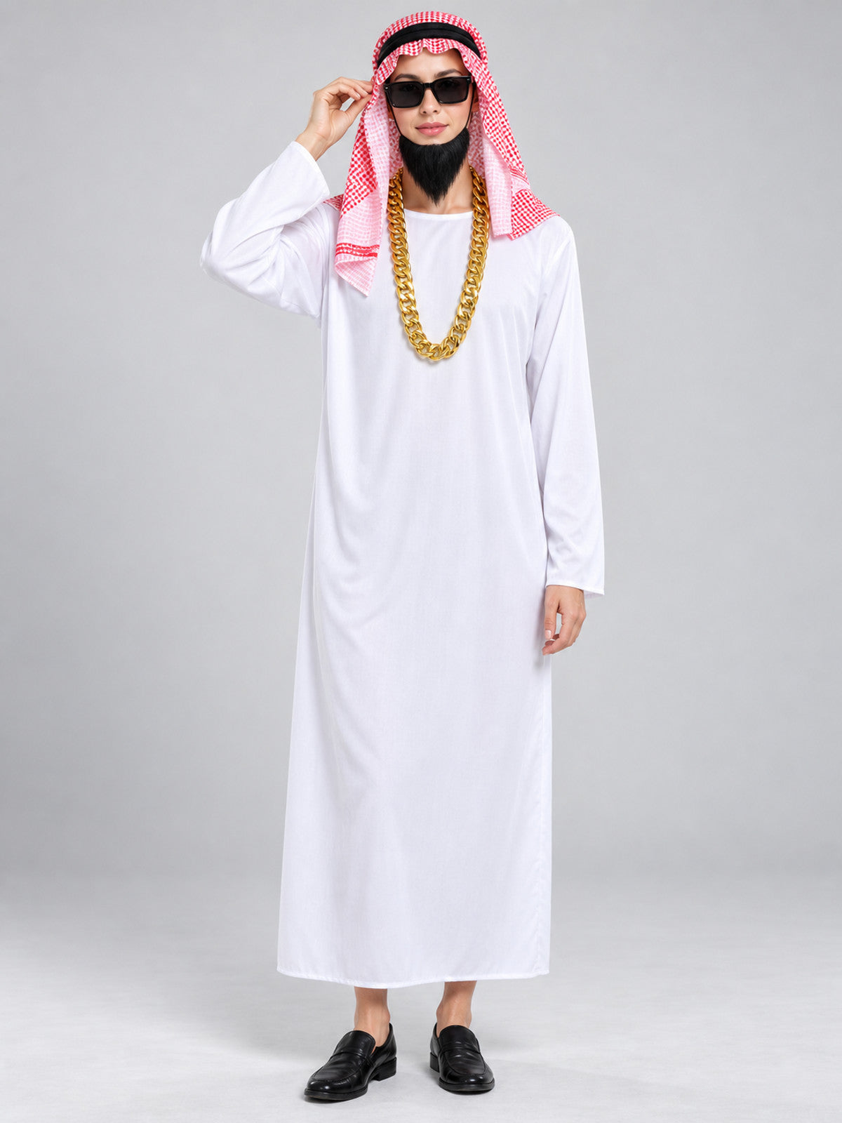 Carnival Costume with White Tunic and Accessories on-model view
