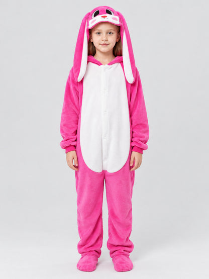 Kids' Bunny Jumpsuit Pajama with Hood and Ears
