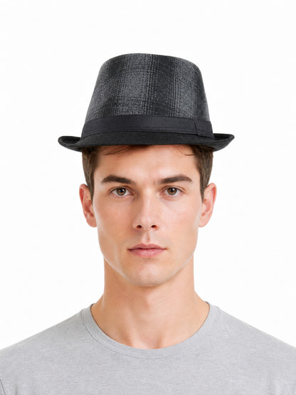 Men's Gray Plaid Carnival Fedora Hat