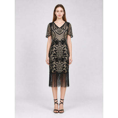 Art Deco Fringe and Sequin Cocktail Dress