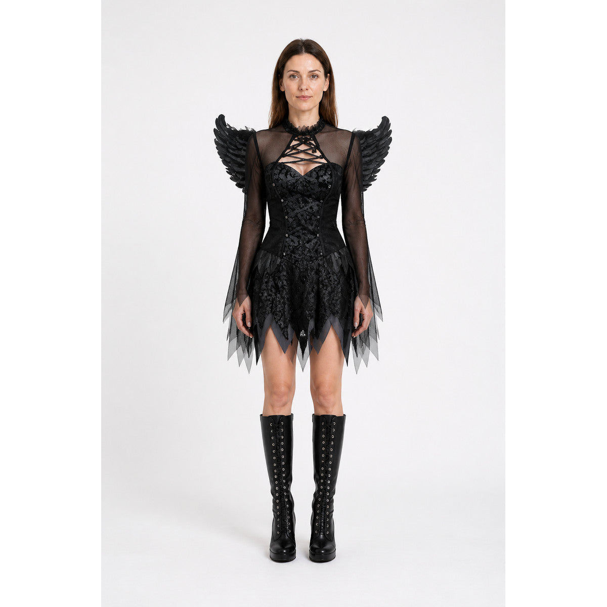 Short Black Halloween Dress with Wings main product view