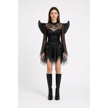Short Black Halloween Dress with Wings main product view