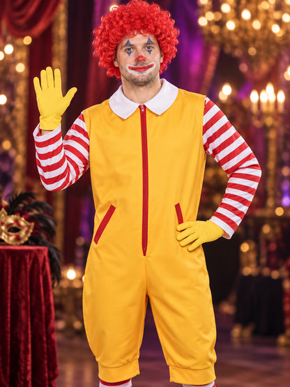 Clown Costume: Yellow Jumpsuit, Wig