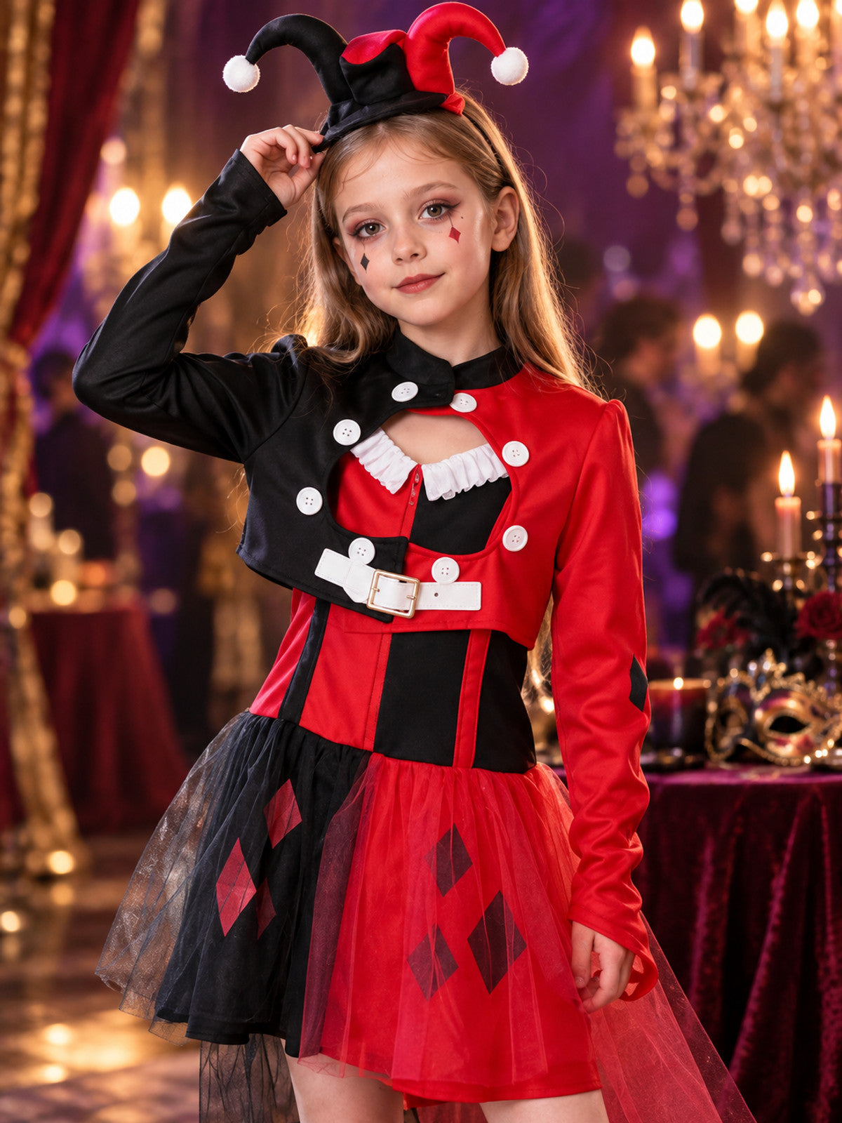 Polyester jester costume with headpiece