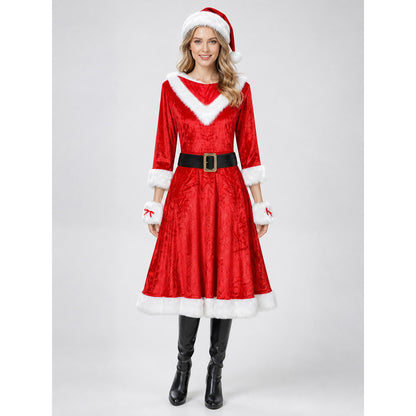 Santa Claus Costume: Red Dress, Hat, and Gloves