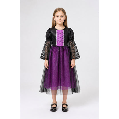 Black and Purple Carnival Dress with Lace Sleeves main product view