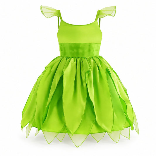 Disney Flower Fairy Dress Up Girls Cosplay Princess Dress Wings Halloween Elves Costume Carnival Party Tinkerbell Bell Dress - Color:Fairy 1