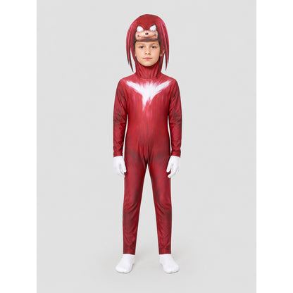Knuckles Carnival Costume Jumpsuit with Mask on-model view