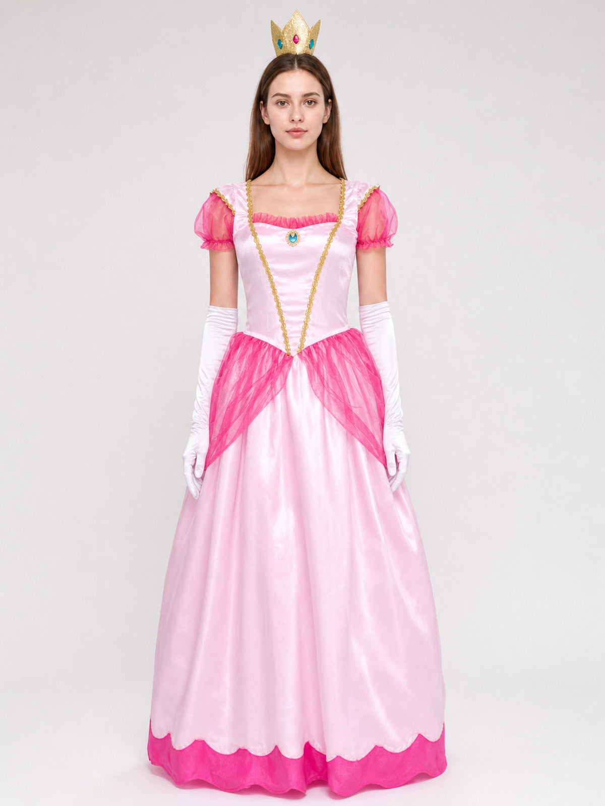 Princess Costume: Dress with Crown and Gloves on-model view