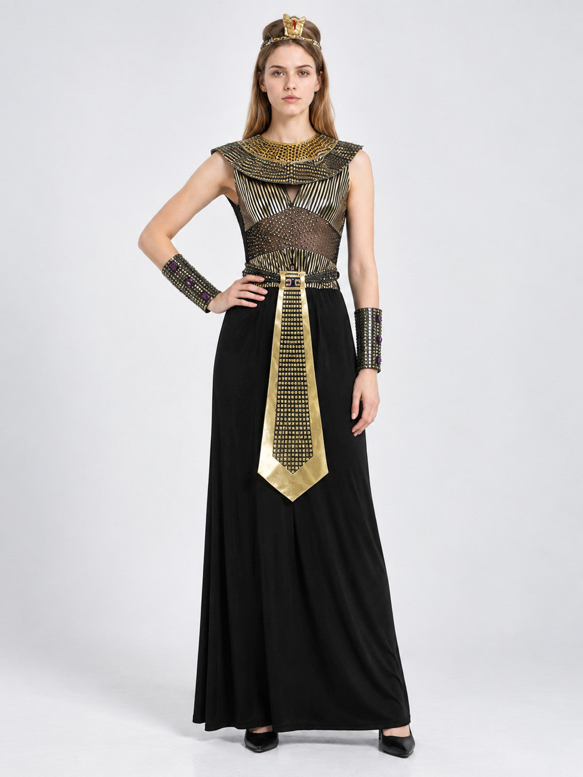 Egyptian Queen Costume with Headpiece on-model view