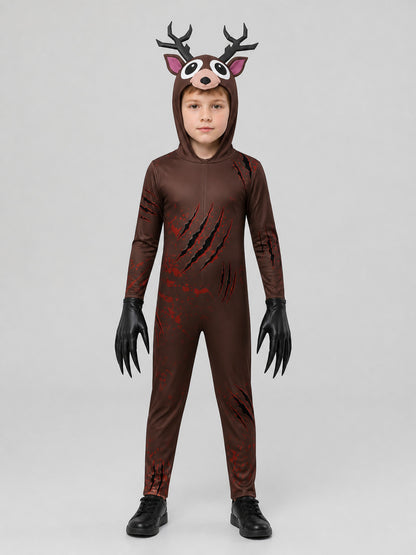Scary Deer Costume Jumpsuit for Cosplay on-model view