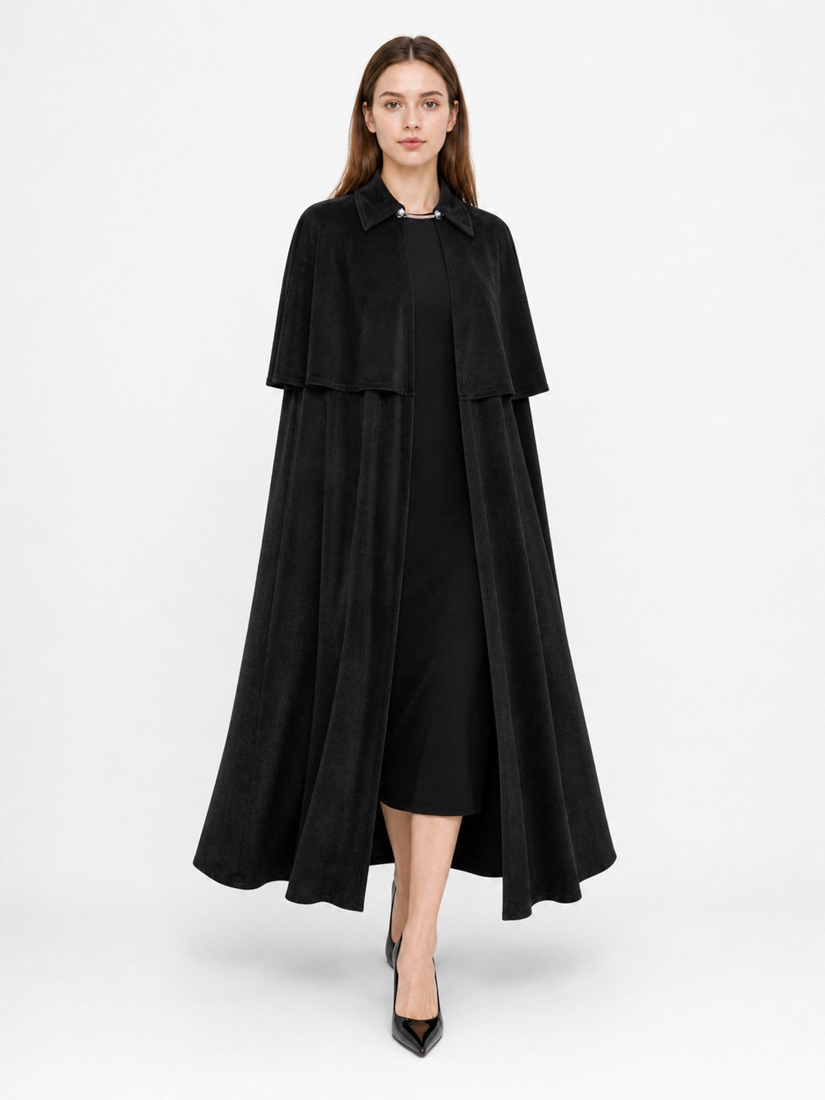 Black Carnival Cloak with High Collar