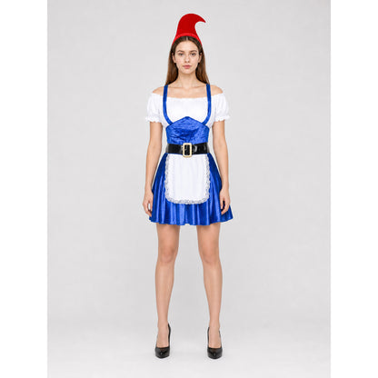 Bavarian-Style Cosplay Costume: Dress, Hat, and Belt on-model view