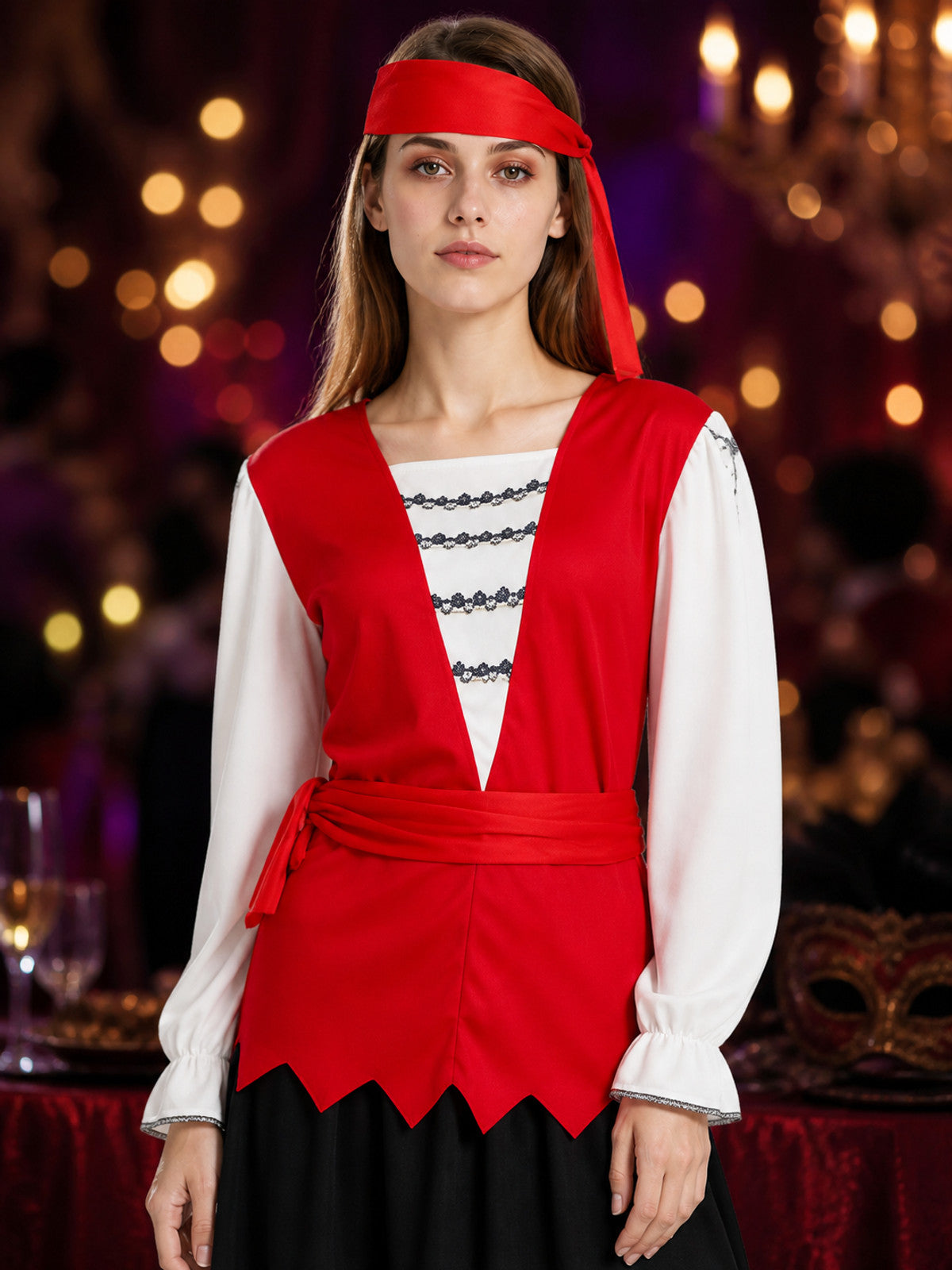 Halloween Pirate Costume with Skirt on-model view