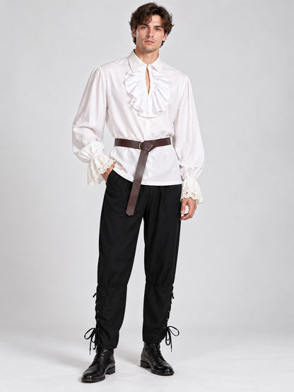 Medieval-Style Costume: White Shirt, Pants, Belt